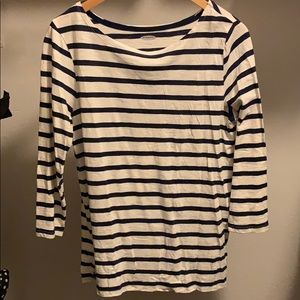 Navy blue and ivory striped shirt
